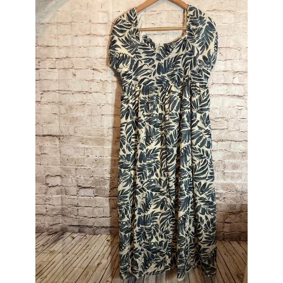 Sophie & Hailee Midi Dress Womens Large Midnight Blue Palm Tree Tropical Print - Picture 14 of 16